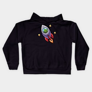 Alien Green Rocket Kids Hoodie